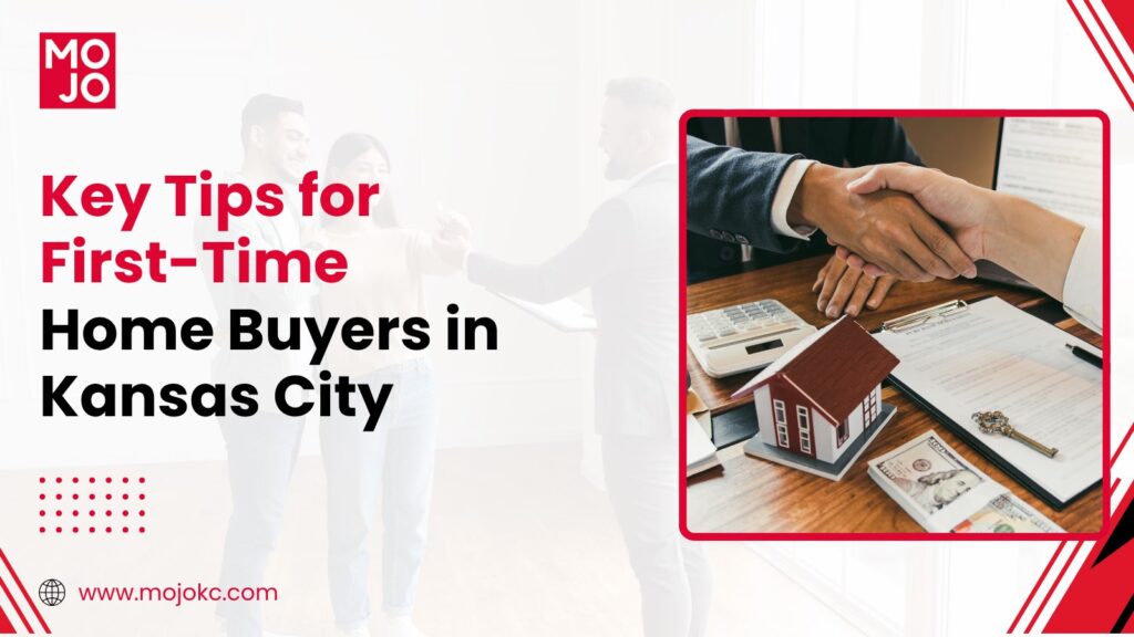 Two first-time home buyers in Kansas City shaking hands over a contract, excited about purchasing their first home