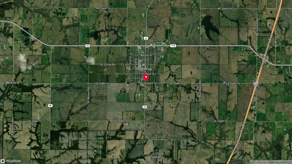 Satellite map of Lathrop, Missouri